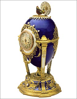 The Cuckoo (Cockerel) Egg. A Faberge Imperial Easter Egg presented by Tsar Nicholas II to his mother the Dowager Empress Maria Feodorovna at Easter 1900