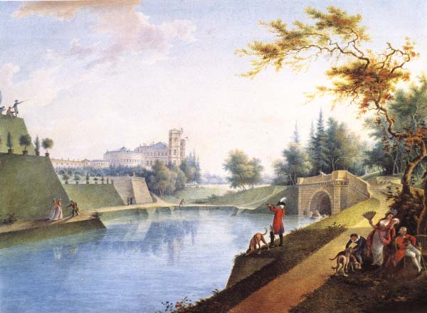 .. .       () / G.S. Sergeiev. The palace viewed from the Karpin pool (Gatchina). 1798